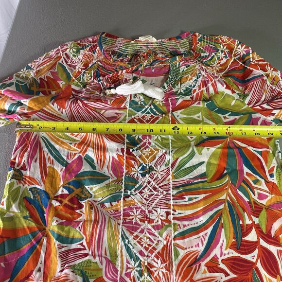 C&C CALIFORNIA Womens Blouse V Neck Tie Tassel Embroidered Long Sleeves Floral S - Picture 6 of 9